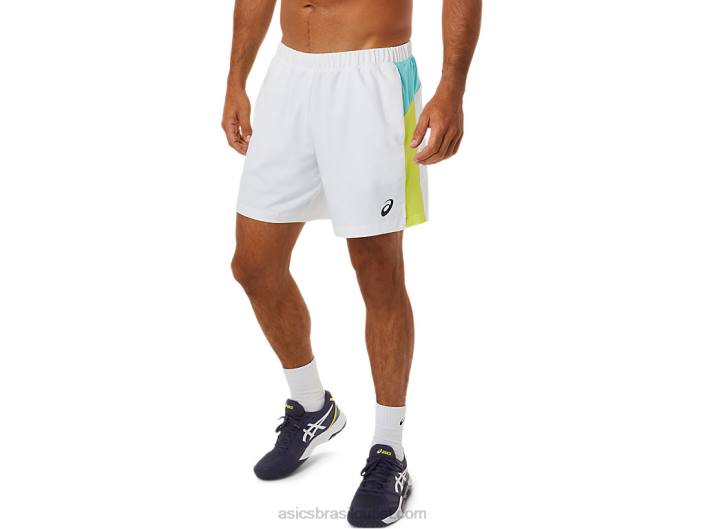 short color block masculino para quadra 462T1480 branco brilhante Asics