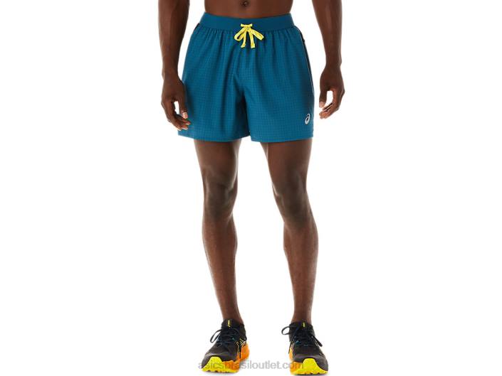 short fujitrail masculino 462T479 tinta azul-petróleo/amarelo dourado Asics