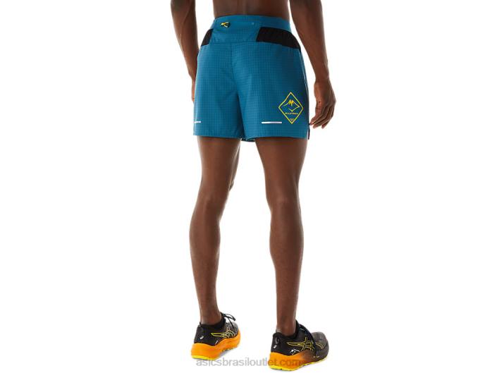 short fujitrail masculino 462T479 tinta azul-petróleo/amarelo dourado Asics
