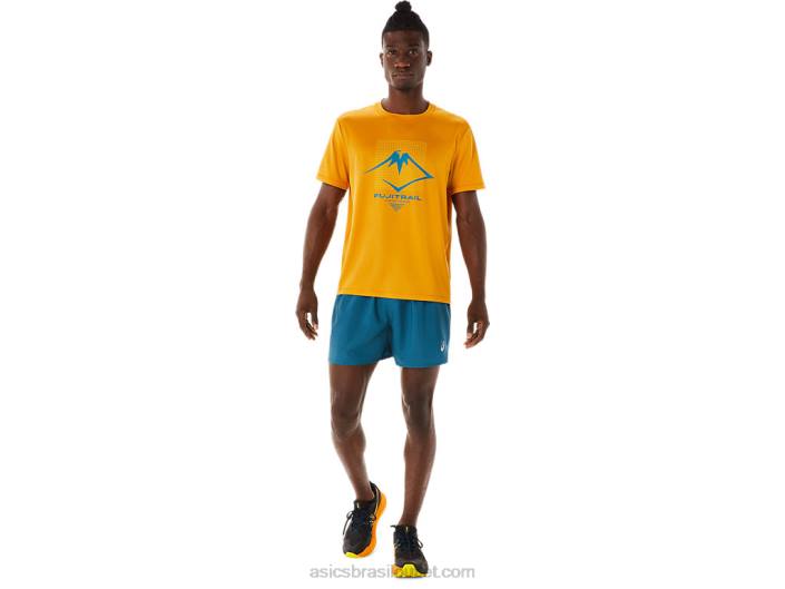 short fujitrail masculino 462T479 tinta azul-petróleo/amarelo dourado Asics