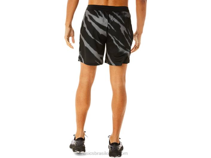 shorts estampados sazonais masculinos 462T995 desempenho preto/cinza grafite Asics