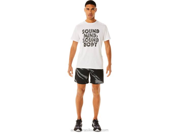 shorts estampados sazonais masculinos 462T995 desempenho preto/cinza grafite Asics