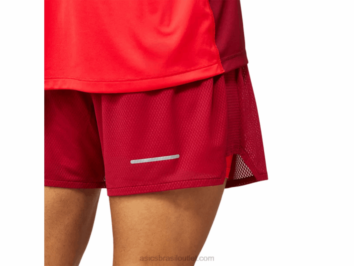 ventilação masculina 2-n-1 5in short 462T1803 bordô/vermelho elétrico Asics