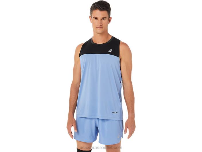camiseta de corrida masculina 462T1332 desempenho harmonia preto/azul Asics
