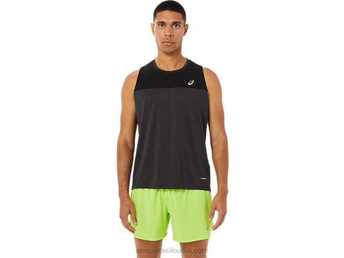 camiseta de corrida masculina 462T1393 desempenho preto/cinza grafite Asics