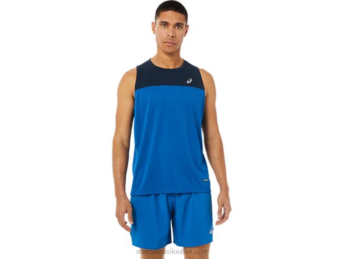 camiseta de corrida masculina 462T1404 passeio azul francês/lago Asics