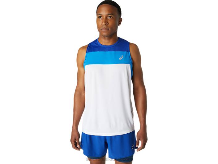 camiseta de corrida masculina 462T1746 branco brilhante/azul monaco Asics