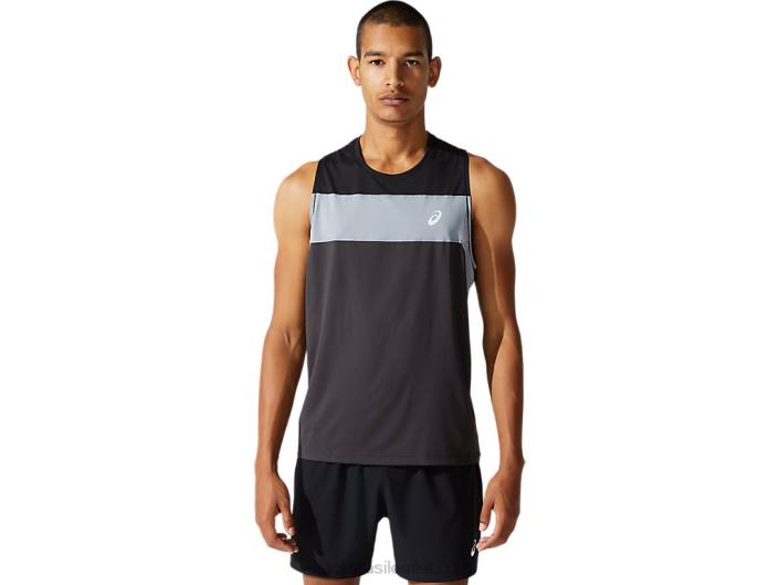 camiseta de corrida masculina 462T1982 cinza grafite/preto desempenho Asics