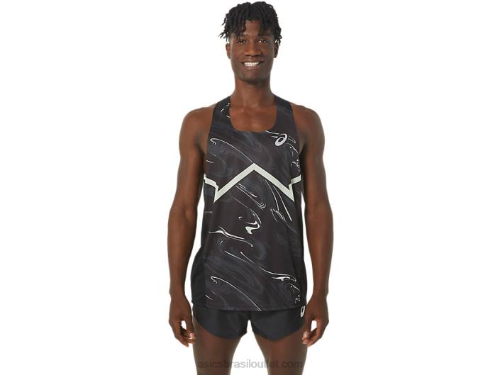camiseta masculina cj-line light 462T245 desempenho preto/verde sussurrante Asics