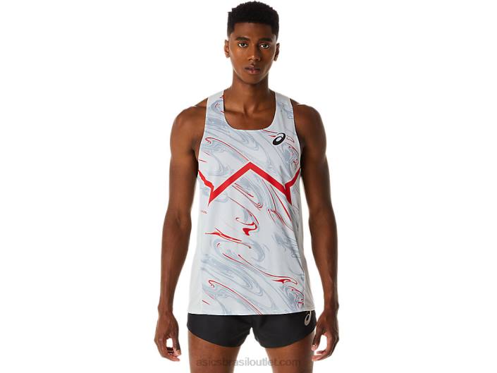 camiseta masculina cj-line light 462T276 cinza glaciar/vermelho elétrico Asics