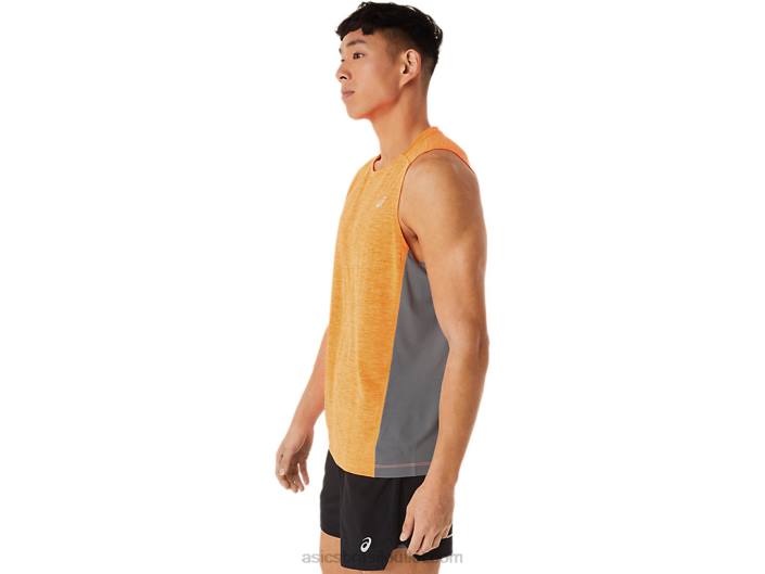tanque muscular train sana masculino 462T18 pop de laranja/rock de folha Asics