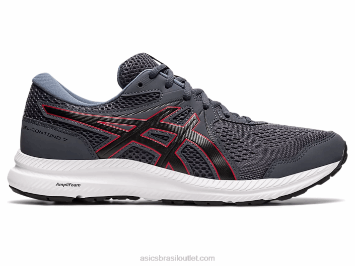 gel contend 7 extra largo 462T1953 cinza transportadora/vermelho clássico Asics