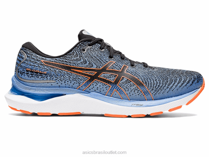 gel cumulus 24 extra largo 462T652 preto/laranja chocante Asics