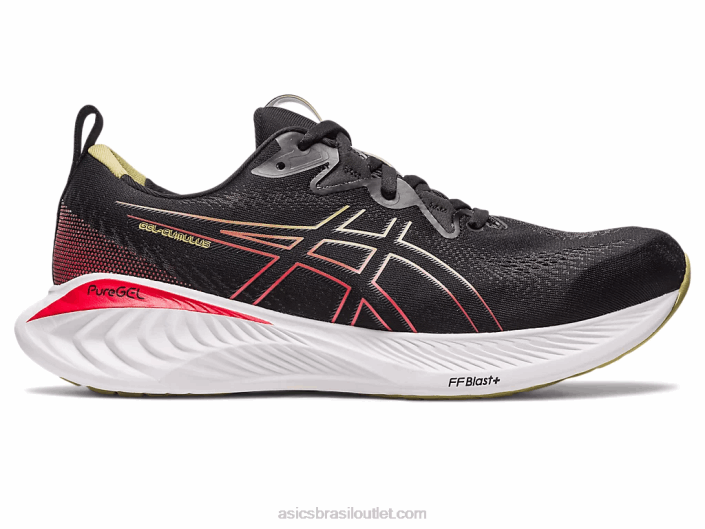 gel-cumulus 25 462T123 preto/vermelho elétrico Asics