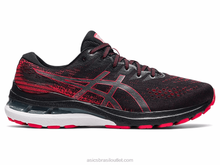 gel-kayano 28 462T1878 preto/vermelho elétrico Asics