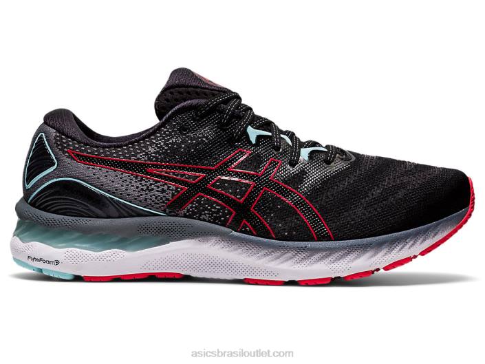 gel nimbus 23 462T1861 preto/vermelho elétrico Asics