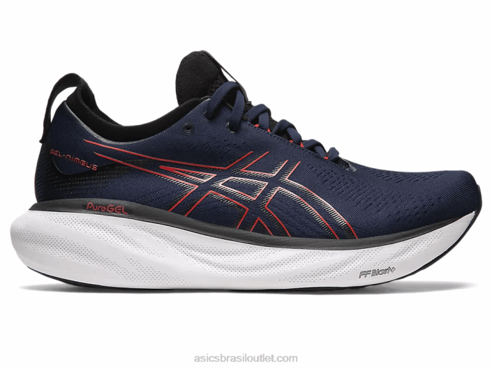 gel nimbus 25 462T333 meia-noite/vermelho elétrico Asics