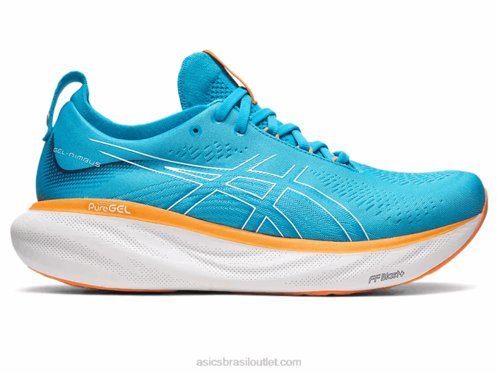 gel nimbus 25 extra largo 462T191 ilha azul/sol pêssego Asics
