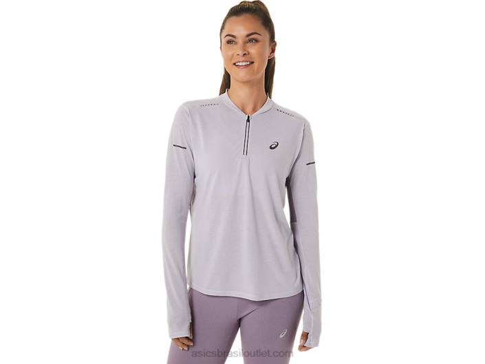Blusa metarun feminina de manga longa com zíper 1/2 462T2480 violeta crepúsculo/quartzo violeta Asics