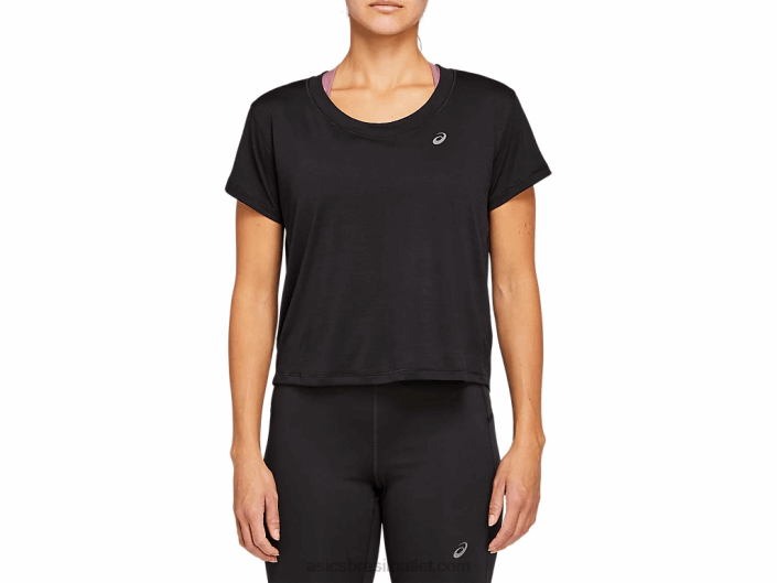 blusa de manga curta corrida feminina 462T4142 desempenho preto Asics