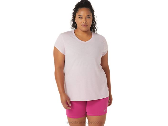 blusa feminina com decote v urze 462T2746 mal rosa urze Asics