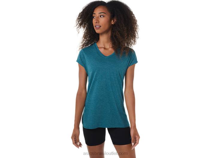 blusa feminina com decote v urze 462T3045 urze de pinheiro de veludo Asics