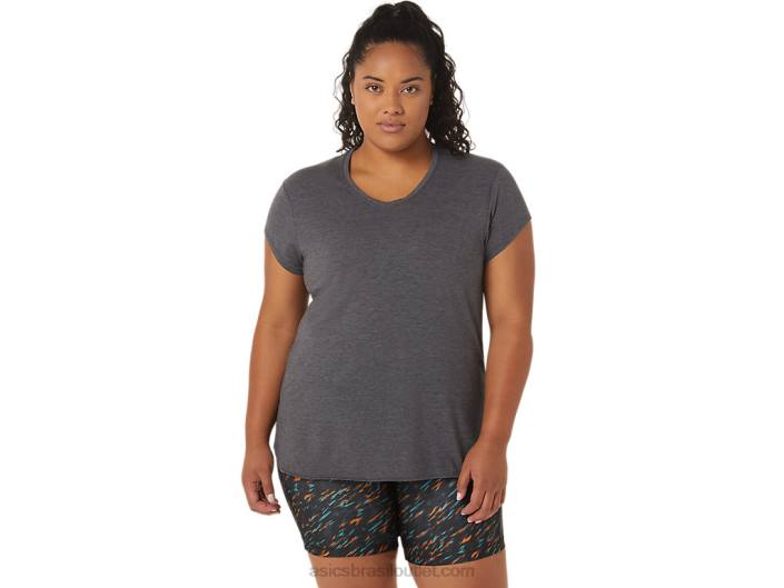 blusa feminina com decote v urze 462T4092 urze cinza escuro Asics