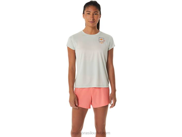 blusa feminina de manga curta com logo fujitrail 462T2510 sábio de luz Asics