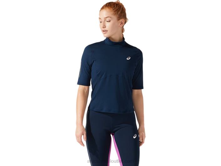 blusa feminina de manga curta com visibilidade 462T4064 azul francês Asics