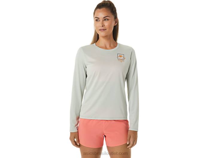 blusa feminina de manga longa com logo fujitrail 462T2476 sábio de luz Asics