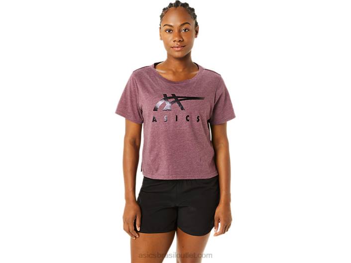 camiseta boxy manga curta listrada feminina 462T3620 urze marte profundo Asics