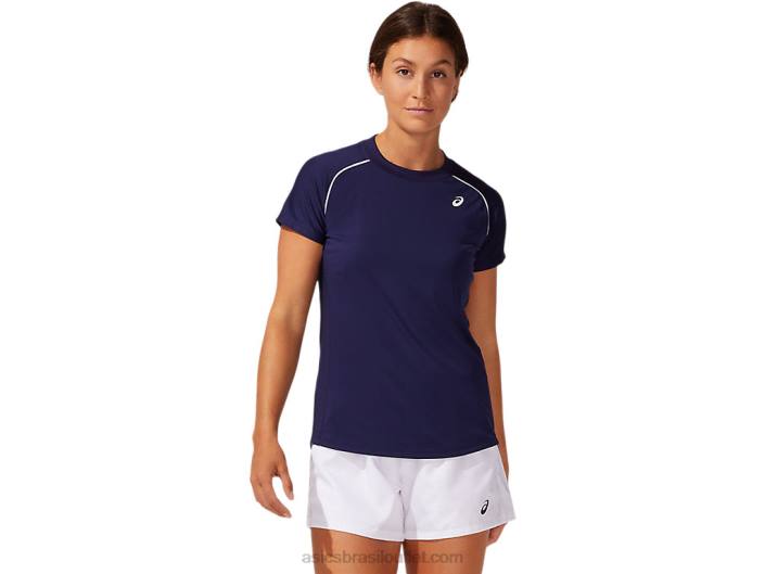 camiseta de tubulação feminina 462T3882 casaco de pavão Asics
