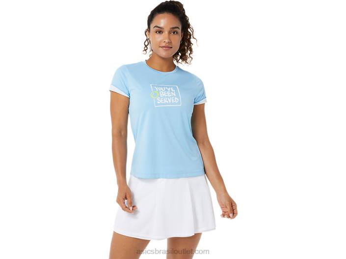 camiseta estampada para corte feminino 462T3491 céu ártico Asics