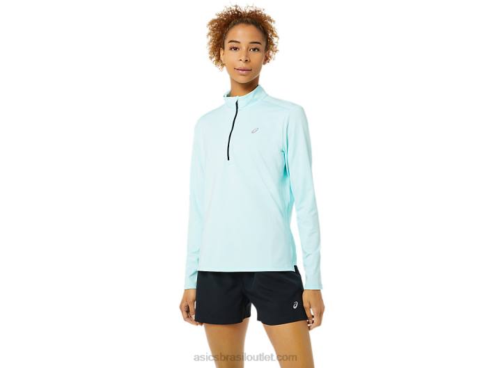 conjunto pronto de meio zíper feminino 462T3344 azul limpo Asics