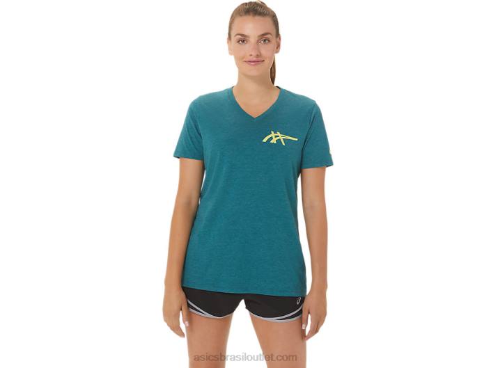 decote em V feminino 1977 Heritage americana 462T2753 urze de pinheiro de veludo Asics