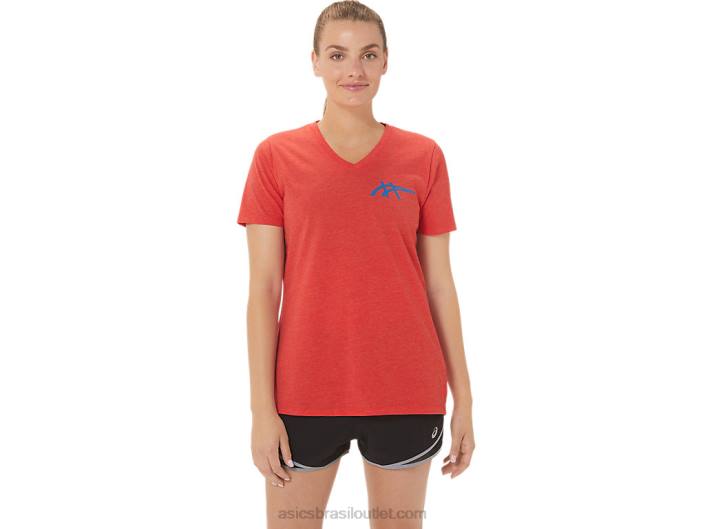 decote em V feminino 1977 Heritage americana 462T2821 urze vermelha clássica Asics