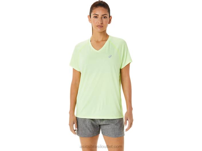 decote em V feminino ready-set lyte 462T3396 iluminar urze amarela Asics