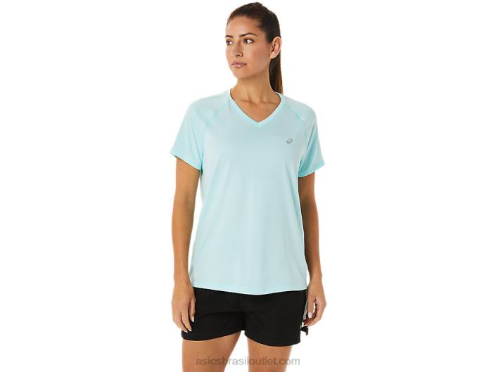 decote em V feminino ready-set lyte 462T3467 urze azul claro Asics