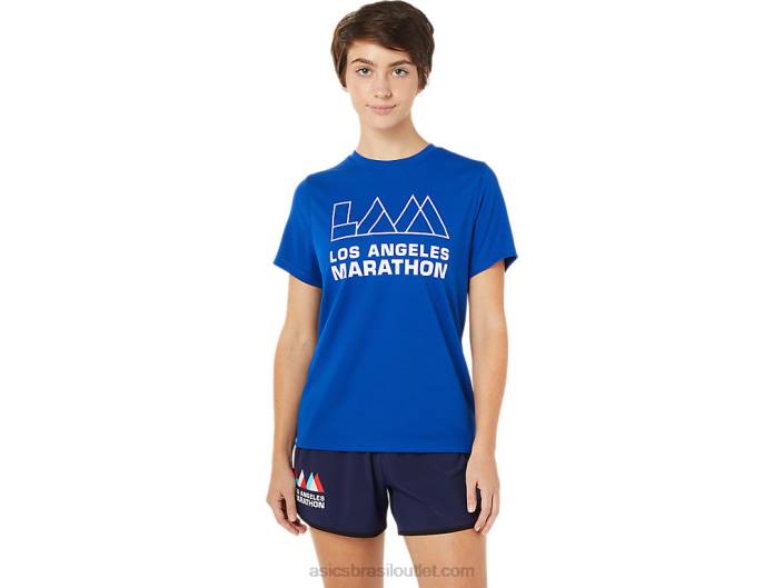 lam ready-set ii feminino manga curta 2 462T3629 azul Asics