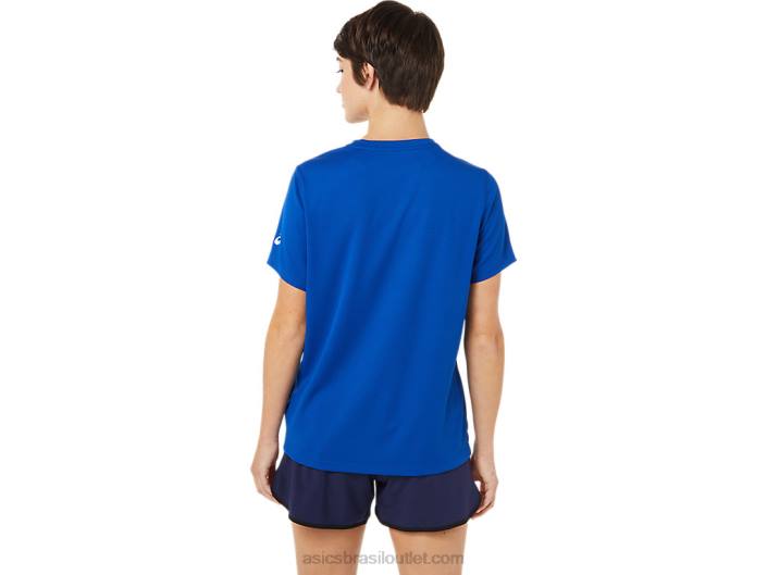lam ready-set ii feminino manga curta 2 462T3629 azul Asics