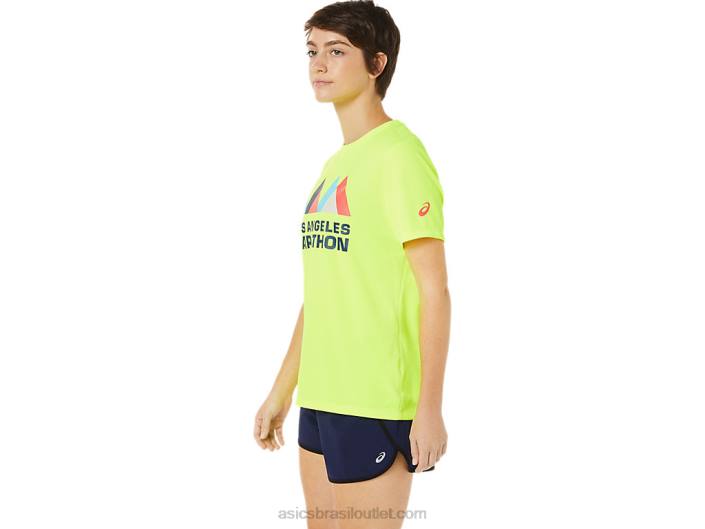 lam ready-set ii feminino manga curta 462T3625 amarelo de segurança Asics