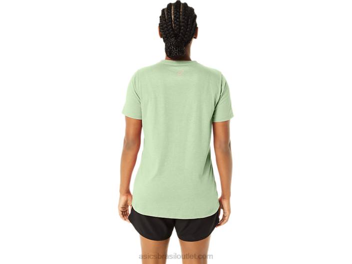 listras decote em v feminino 462T2214 sussurrar urze verde Asics