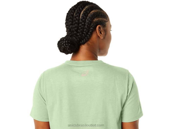 listras decote em v feminino 462T2214 sussurrar urze verde Asics