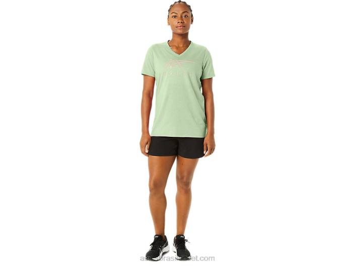 listras decote em v feminino 462T2214 sussurrar urze verde Asics