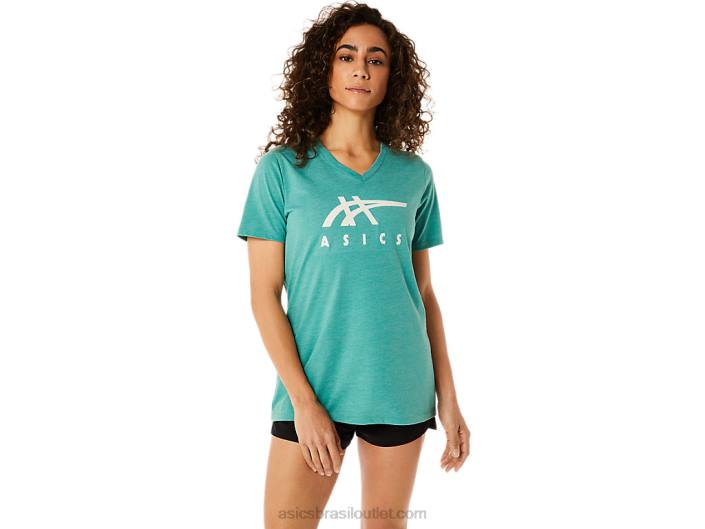listras decote em v feminino 462T2831 urze salva Asics