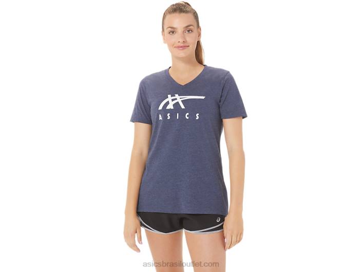 listras decote em v feminino 462T2972 casaco de urze Asics