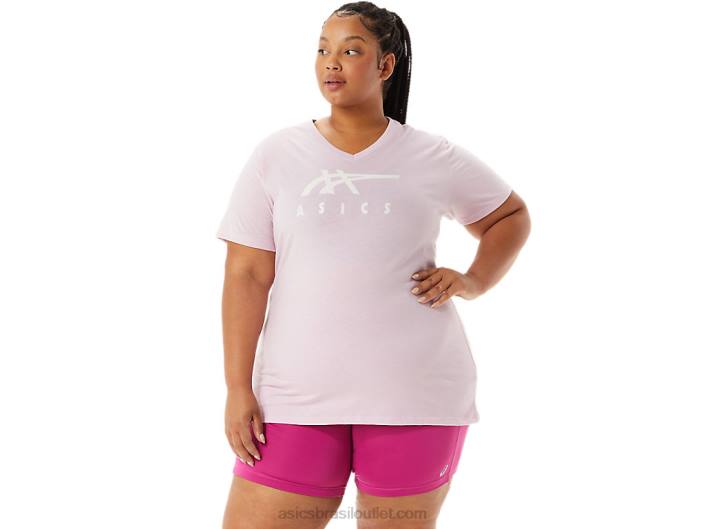 listras decote em v feminino 462T3200 mal subiu Asics