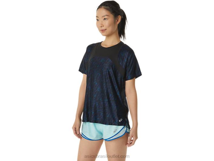 manga curta feminina pr lyte run 462T3387 estampa noturna/lake drive Asics