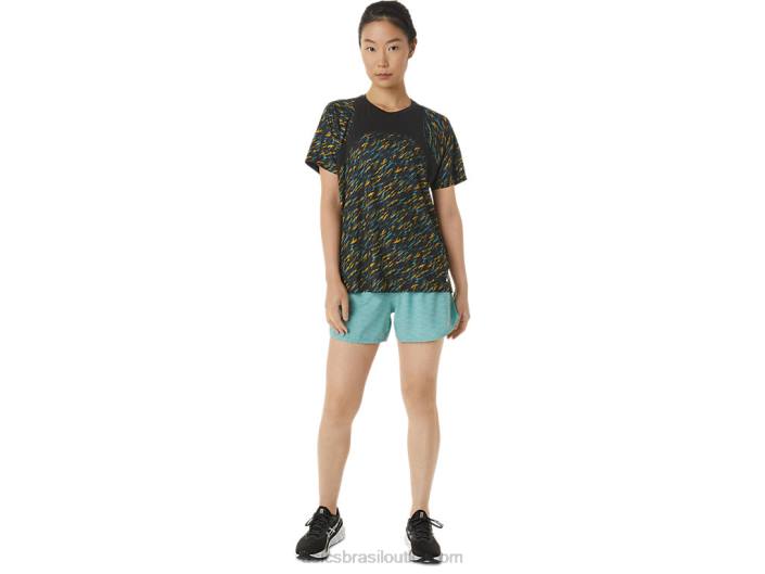 manga curta feminina pr lyte run 462T3388 sombra noturna/sage print Asics