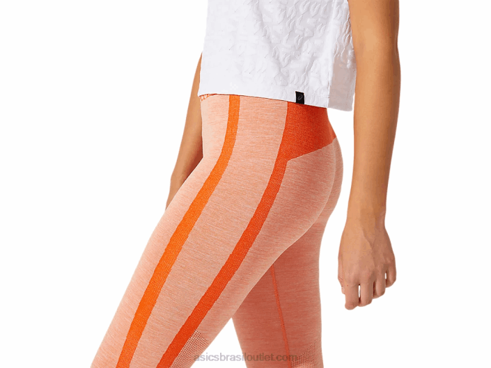 manga curta jacquard cropped feminina 462T3968 branco brilhante Asics